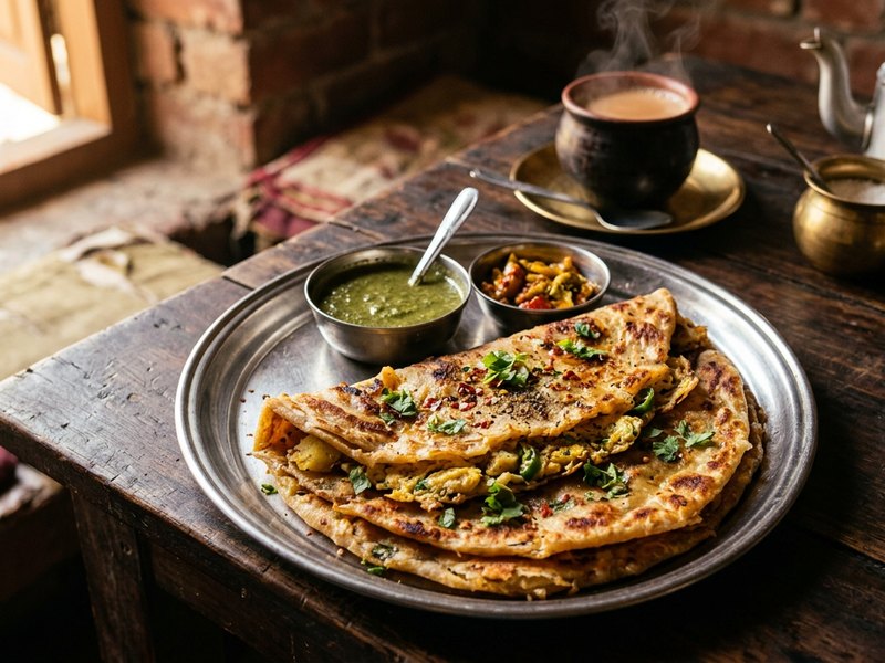 Aloo Anda Paratha — Potato and egg in one hearty, filling fold.