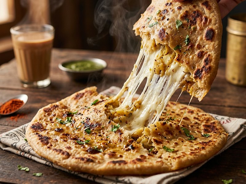 Aloo Cheese Paratha — Creamy potato and molten cheese, perfectly balanced.