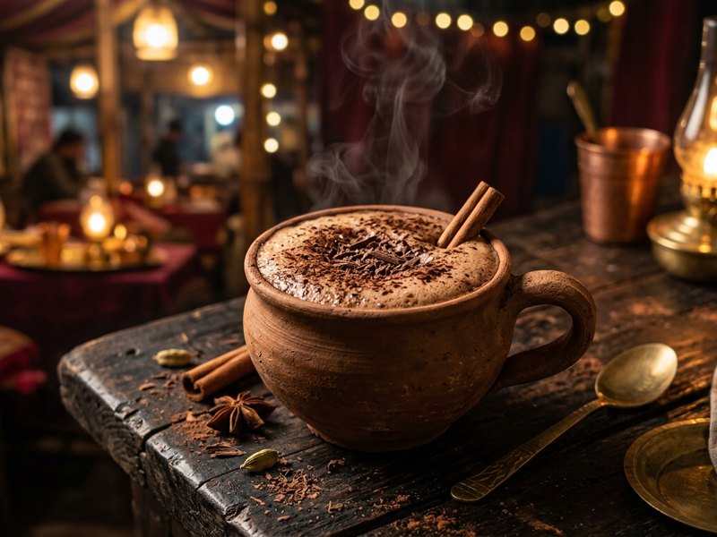 Chocolate Chai — Dark cocoa melted into milk tea. A dessert in a cup.
